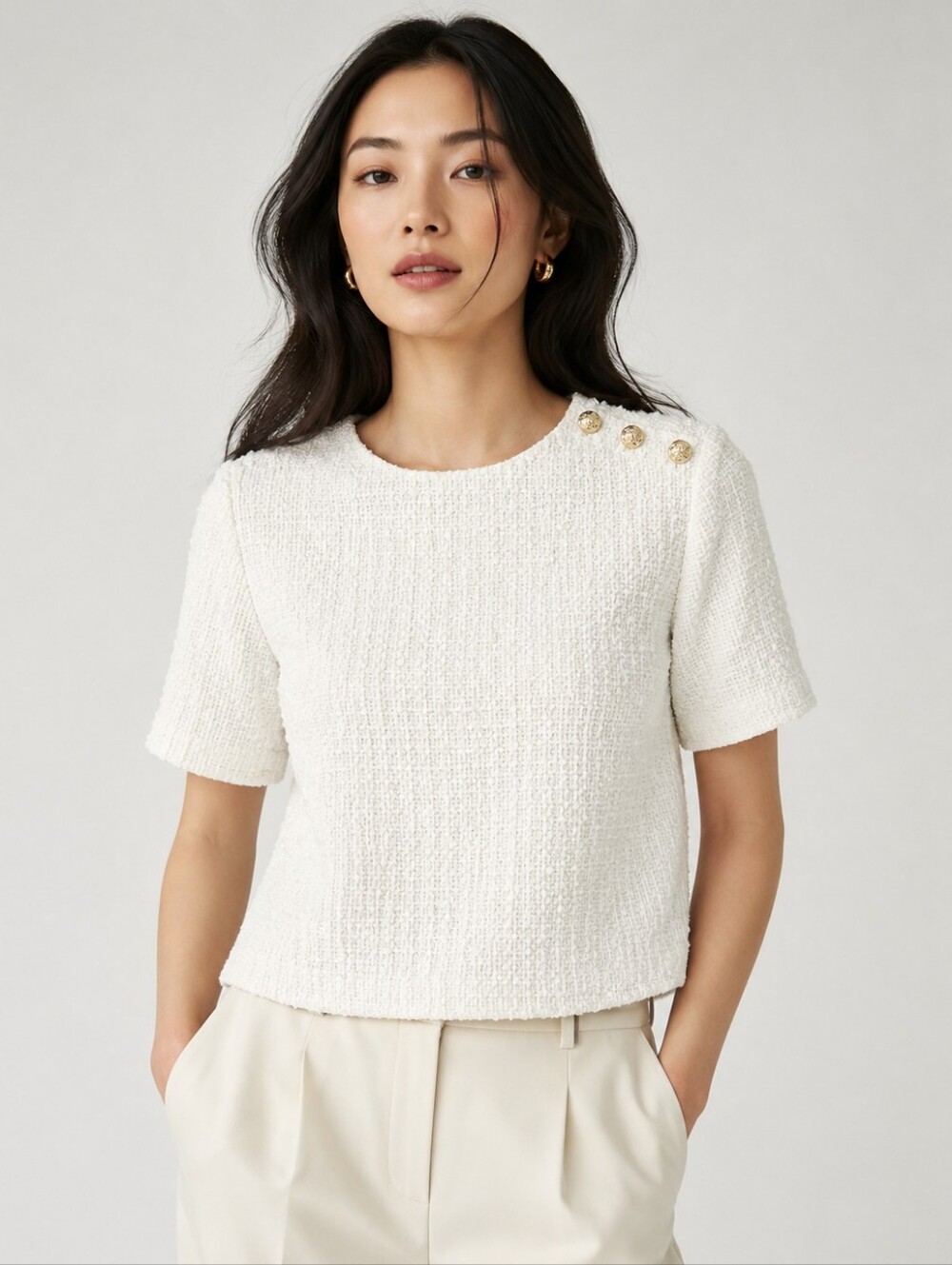 Women's White Bouclé Blouse | H&M